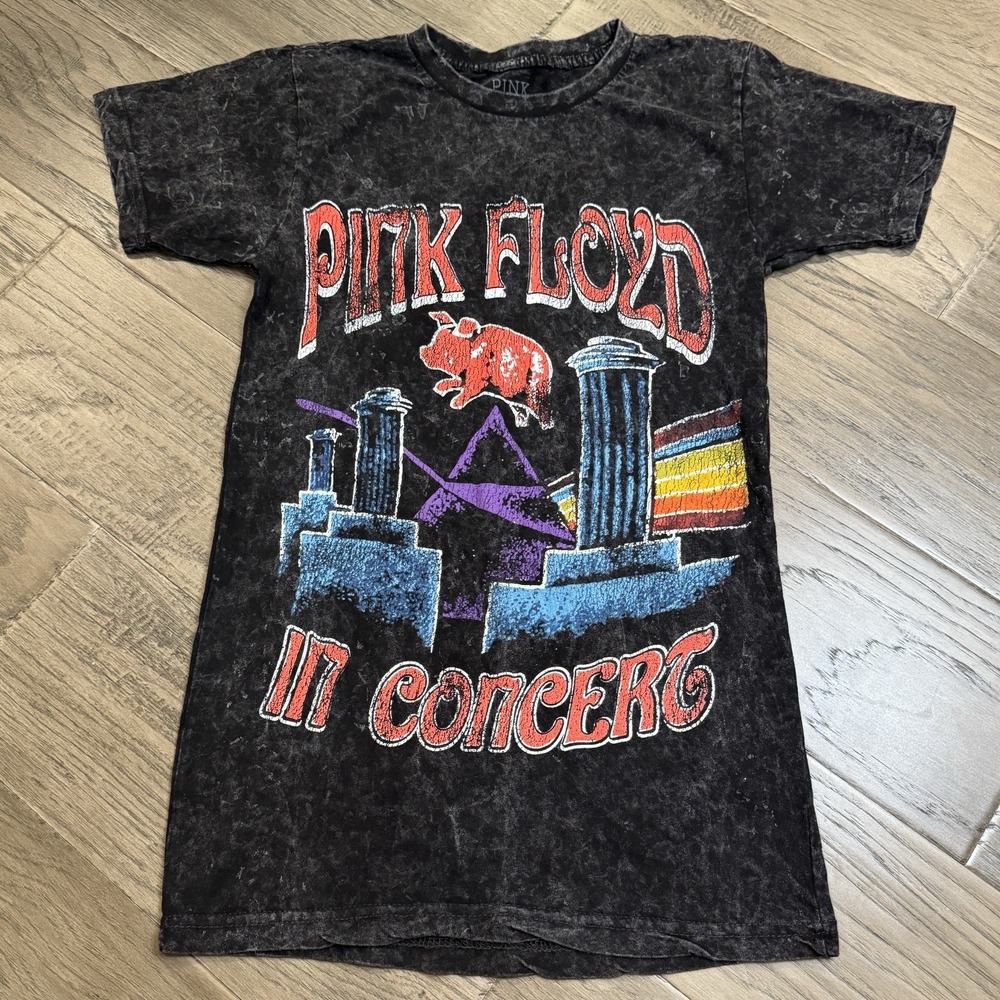 NWOT Pink Floyd In‎ Concert Acid Washed T-Shirt - Black Size Small
